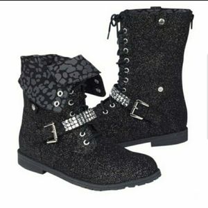 ❤SALE! Black/Silver Justice Combat Boots